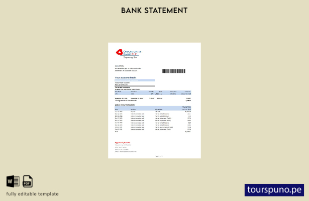 listo para imprimir la plantilla de Excel del extracto bancario de Sudán del Sur
